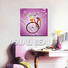 Bicycle 3D Picture for Kid's Room Decor/Cartoon Canvas Printing/Purple Pop Picture Painting